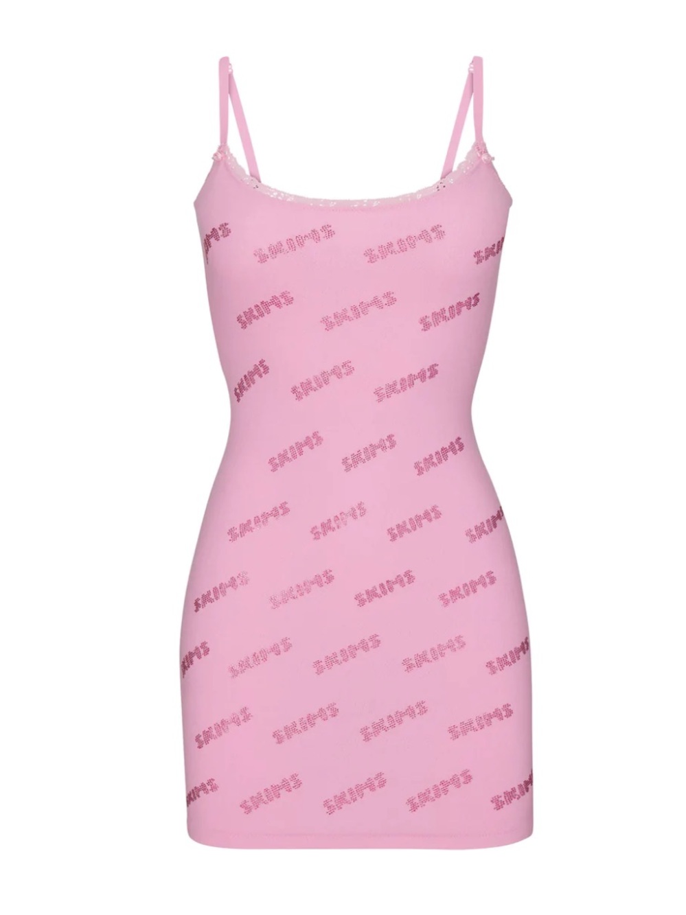 Skims rhinestone pointelle mini slip dress bubble gum